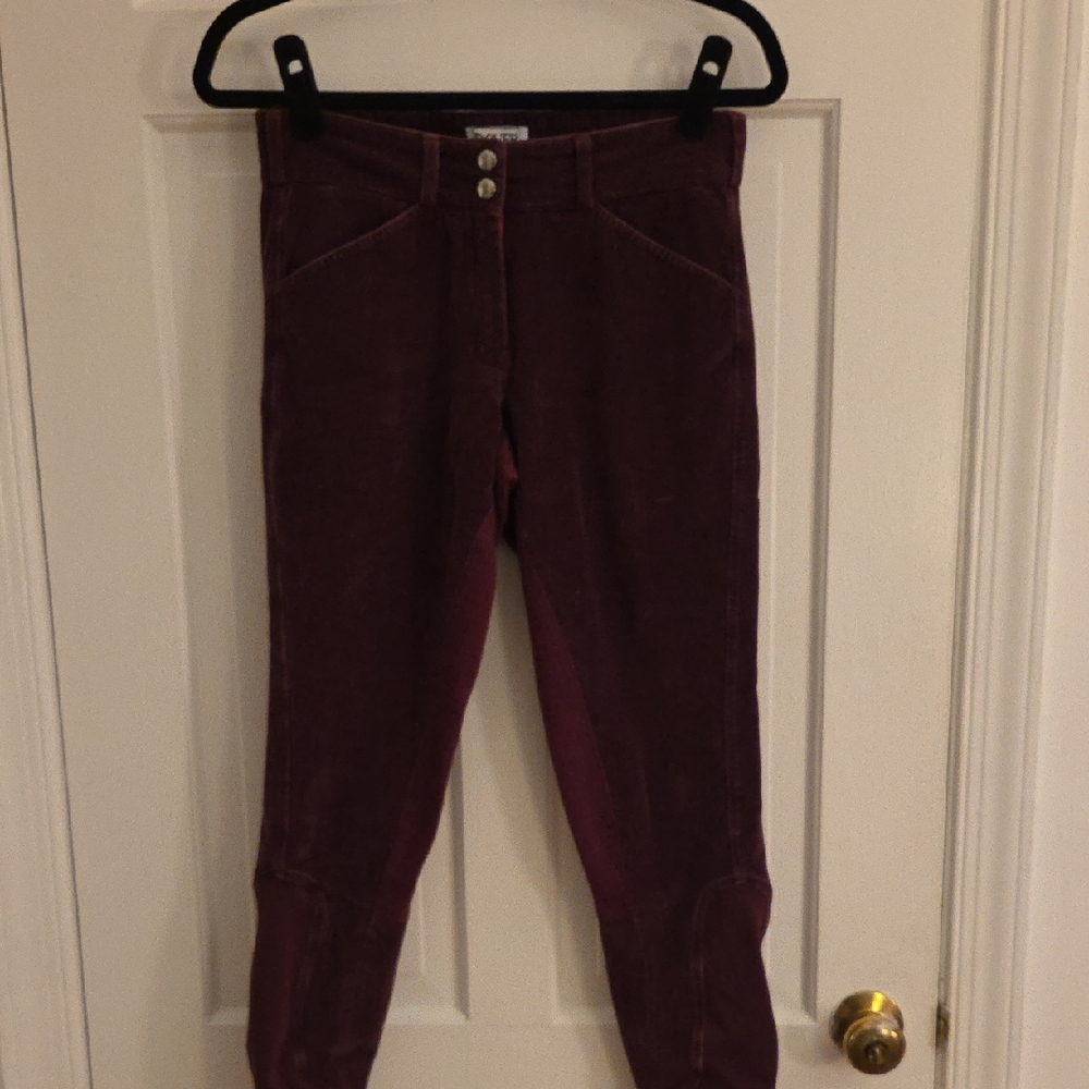 Breeches Women's Riding Pants in Burgundy Cordory Full Seat